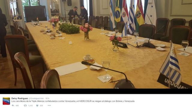 Canciller venezolana asiste a reunión de Mercosur en medio de