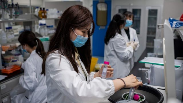 Scientists in lab in Beijing working on coronavirus vaccine