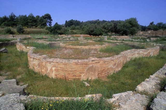 El Leonideo en el sitio de los Juegos Olímpicos Antiguos en Olimpia en Grecia.
