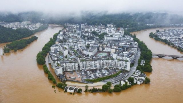 Bức ảnh chụp từ trên cao vào ngày 20/6/2022 ở tỉnh Giang Tây, Trung Quốc