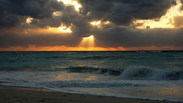Sunset at a beach in the Cayman Islands