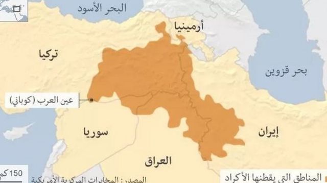 المناطق التي يعيش فيها الأكراد