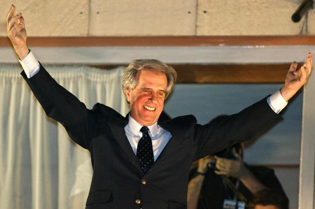 Tabaré Vázquez tras convertirse en presidente electo, en 2004.