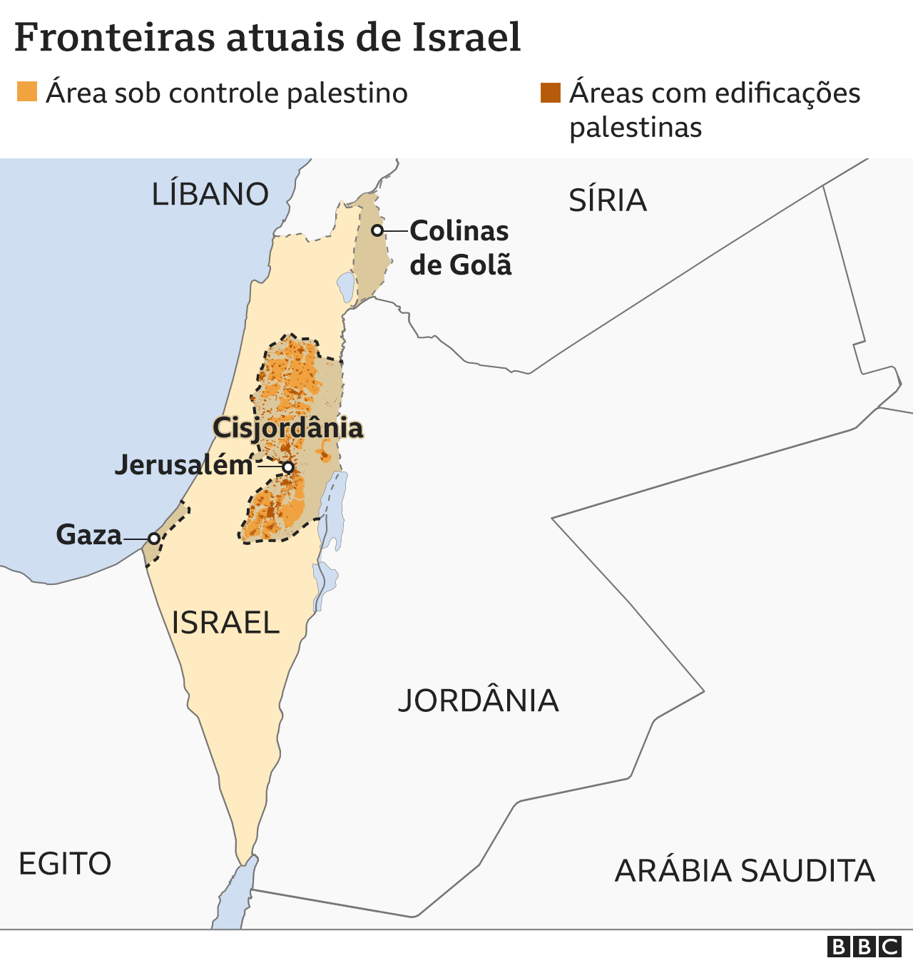 Desenho atual das fronteiras de Israel