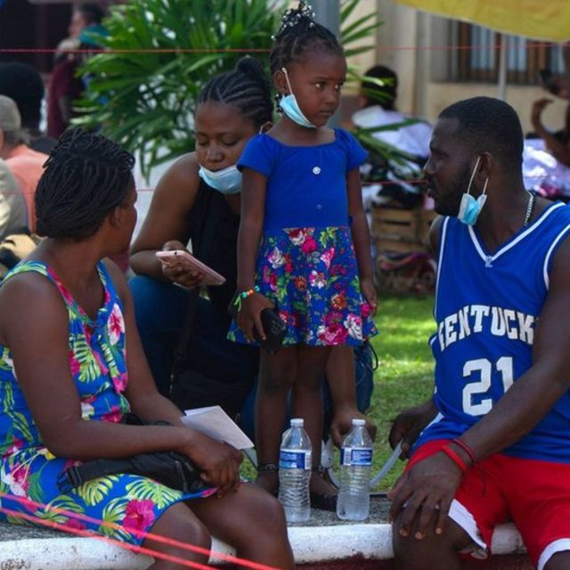 Migrantes haitianos en Tapachula.