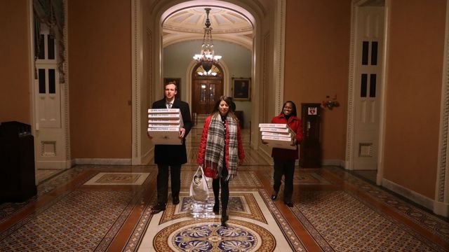Cajas con pizzas en el congreso de EE.UU.