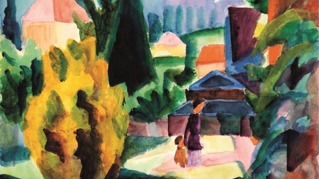 Pintura de 1914 del expresionista alemán August Macke titulada “En el jardín del Castillo de Oberhofen".