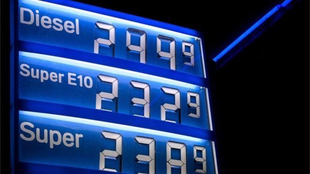 Precios en una estación de gasolina en Alemania