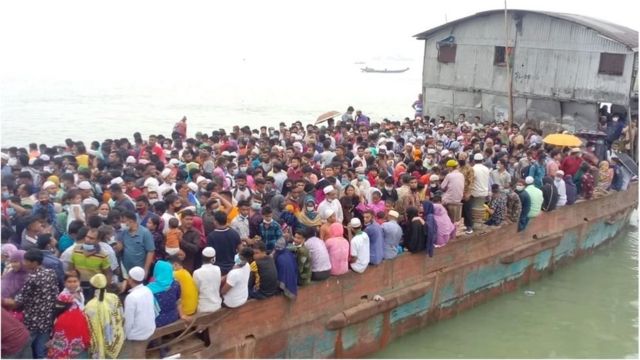 শিমুলিয়া-বাংলাবাজার রুটের আজ বৃহস্পতিবারের দৃশ্য