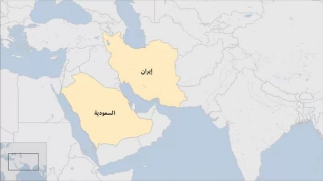 خارطة إيران والسعودية