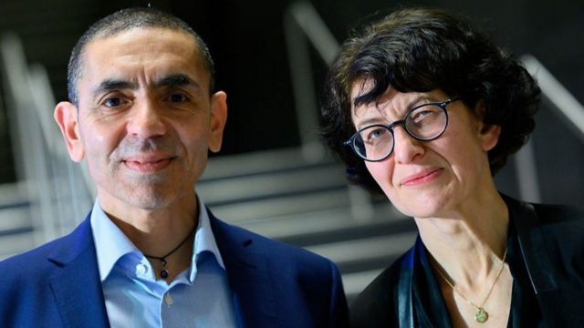 Erzlem Tureshi (right) and her husband, founder of BioNTech.  Covid Vaccine Development Company