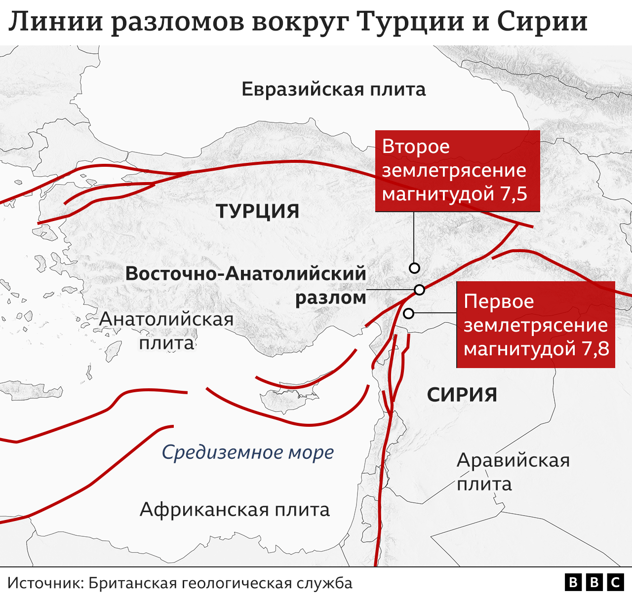 Карта Турции и Сирии