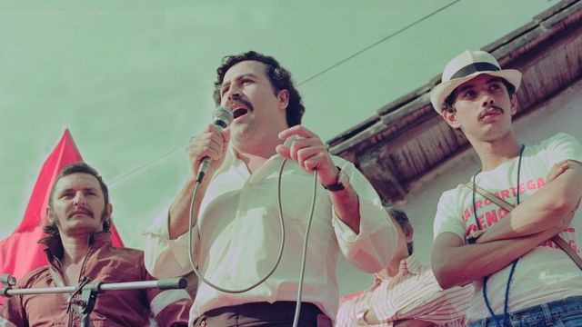 Pablo Escobar durante campanha política