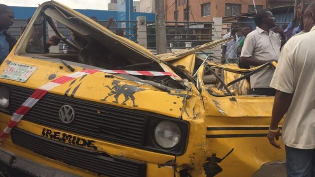 Police don clear all di motor wey dey inside di accident for Ojuelegba.