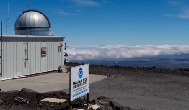 Stations for measuring carbon dioxide levels in the Earth's atmosphere  At the Crater of Hawaii's Maunaloa