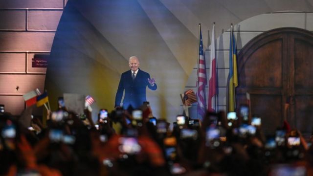 Joe Biden na Zamku Królewskim w Warszawie
