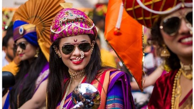 Marathi women celebrating padawa