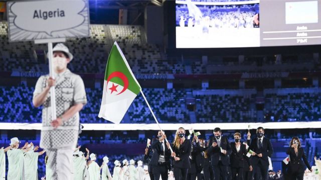The Algerian delegation at the opening ceremony of Tokyo 2020
