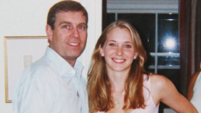 A photo of Virginia with Prince Andrew in 2001 in London