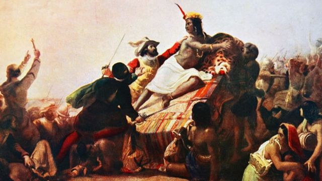Pintura do assassinato de Atahualpa