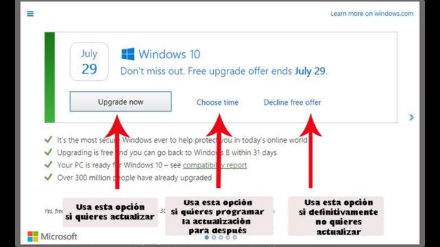 Nueva ventana para actualización de Windows
