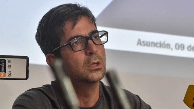 El fiscal paraguayo Marcelo Pecci durante una rueda de prensa en noviembre de 2021