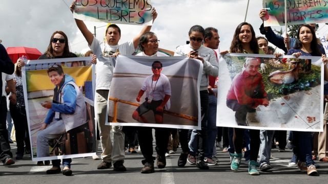 Manifestación pidiendo la libertad de los secuestrados.