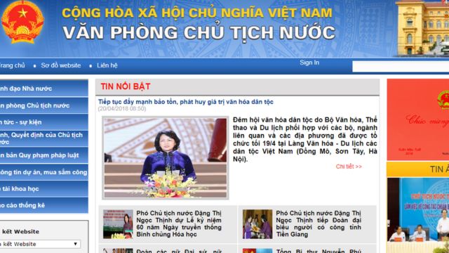 Trang web Văn phòng Chủ tịch nước Việt Nam - ảnh ngày 20/04