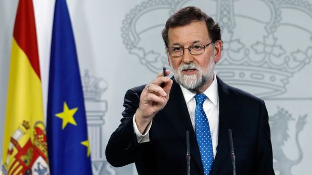 Spain"s Prime Minister Mariano Rajoy attends a press conference at the Moncloa Palace in Madrid, December 22, 2017