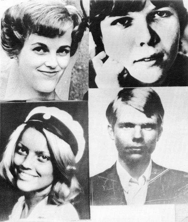 Les quatre otages de la Kreditbanken : en haut, Gunnel Birgitta Lundbald, 32 ans, à gauche, et Kristin Enmark, 22 ans, à droite ; en bas, Elisabeth Oldgren (en casquette) et Sven Safstrom, 25 ans.
