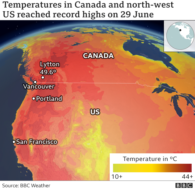 US-Canada heatwave: Visual guide to the causeson July 1, 2021 at 8:35 