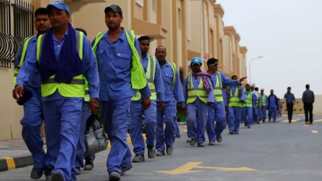 Trabalhadores estrangeiros no Catar.