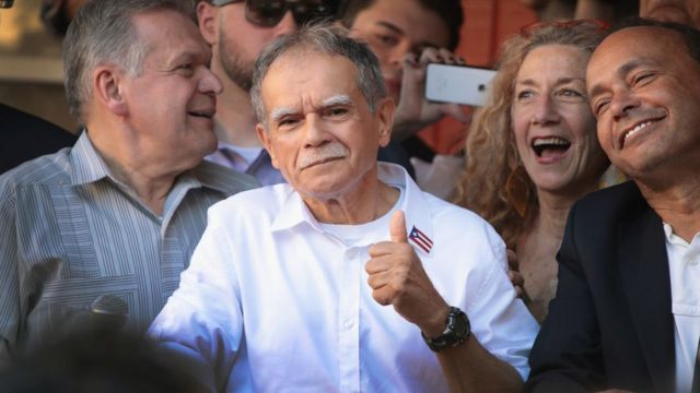 Oscar López Rivera tras su liberación.