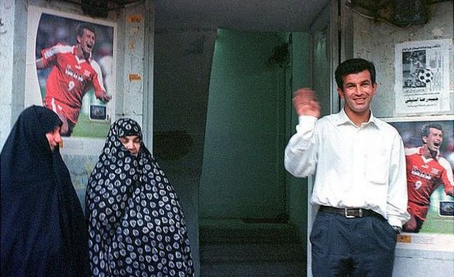 Hamid Estili (now Iran's Under-23 coach) poses outside his Tehran home after returning from the 1998 World Cup. He scored the opening goal in Iran's 2-1 win over USA