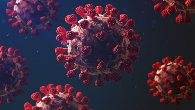 Close-up coronavirus illustration