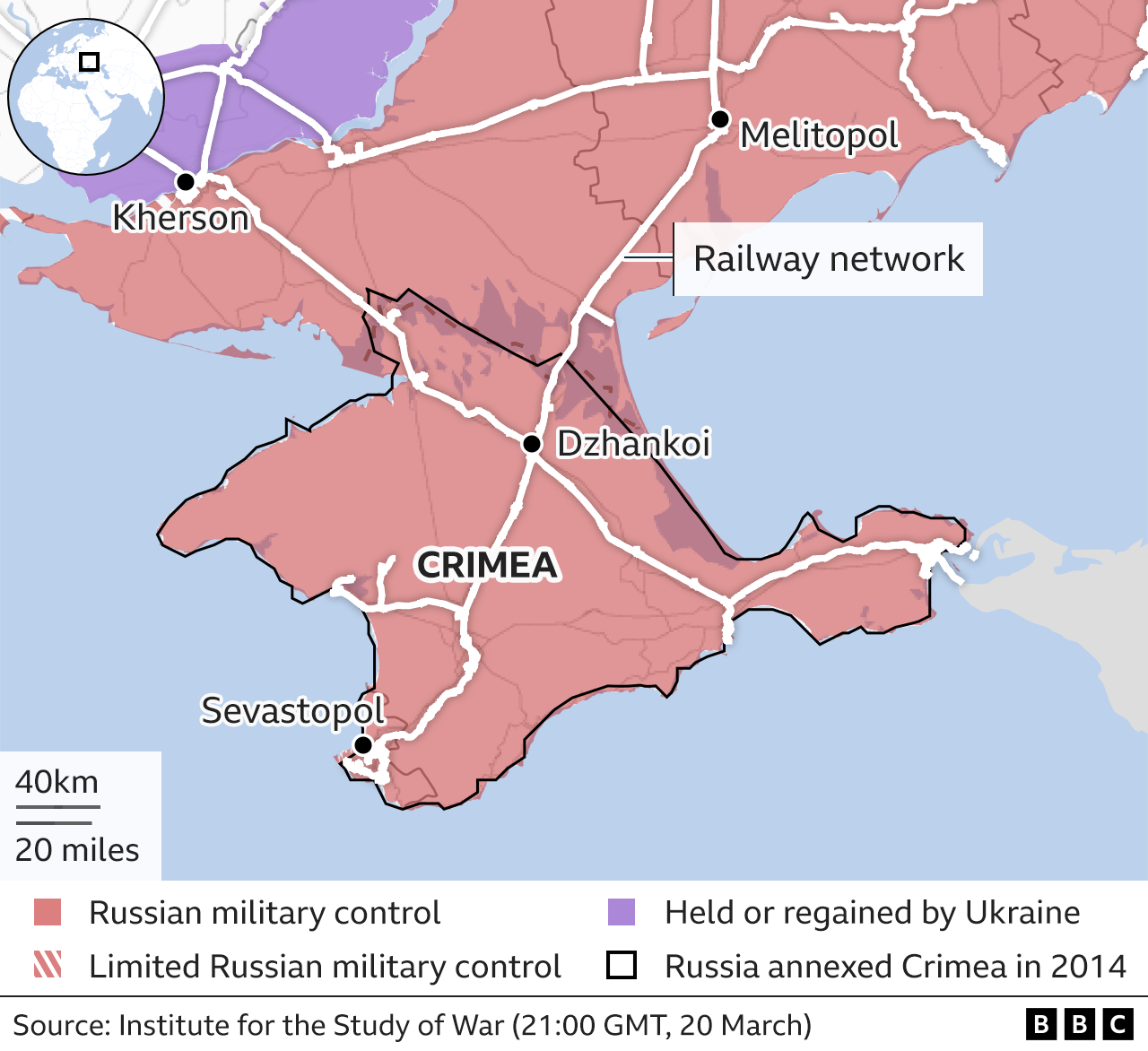 Map showing Dzhankoi in Crimea.
