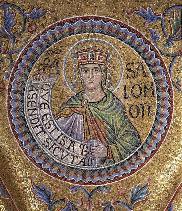 El rey Salomón (detalle de los mosaicos interiores de la Basílica de San Marcos), del siglo XIII.