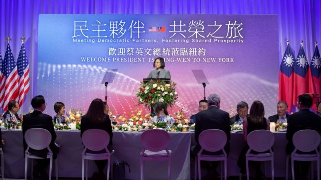 Tsai Ing-wen at a welcoming event in New York