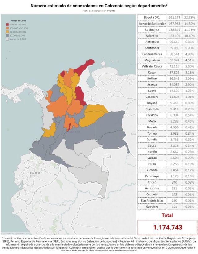 Mapa Colombia migrantes