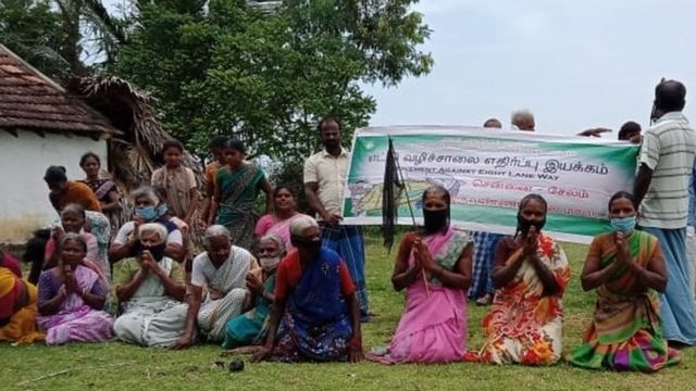 திருவண்ணாமலை அருகே 8 வழிச் சாலைக்கு எதிராக விவசாயிகள் போராட்டம்