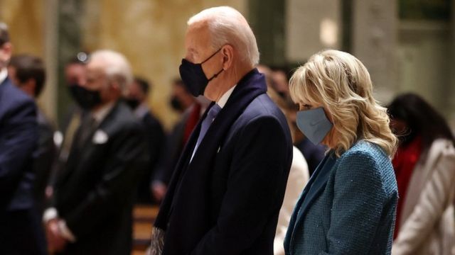 President-elect Joe Biden and Jill Biden attend services at the Cathedral of St Matthew in Washington, DC