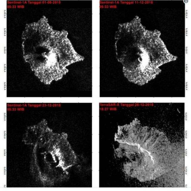 Imagens de satélite de vulcão na Indonésia