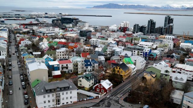 Reykjavik streets, aerial view