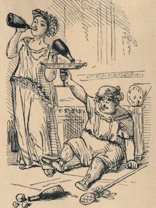 Bacchanalian Group, 1852, ilustración de John Leech