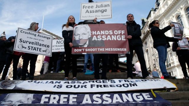 Marcha a favor de Julian Assange