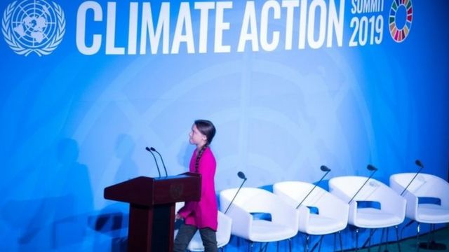 Greta Thunberg en la cumbre del clima de la ONU.