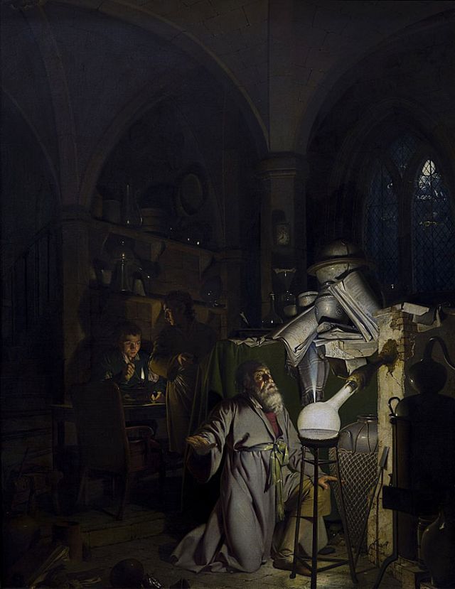 "El alquimista en búsqueda de la piedra filosofal" (1771) de Joseph Wright