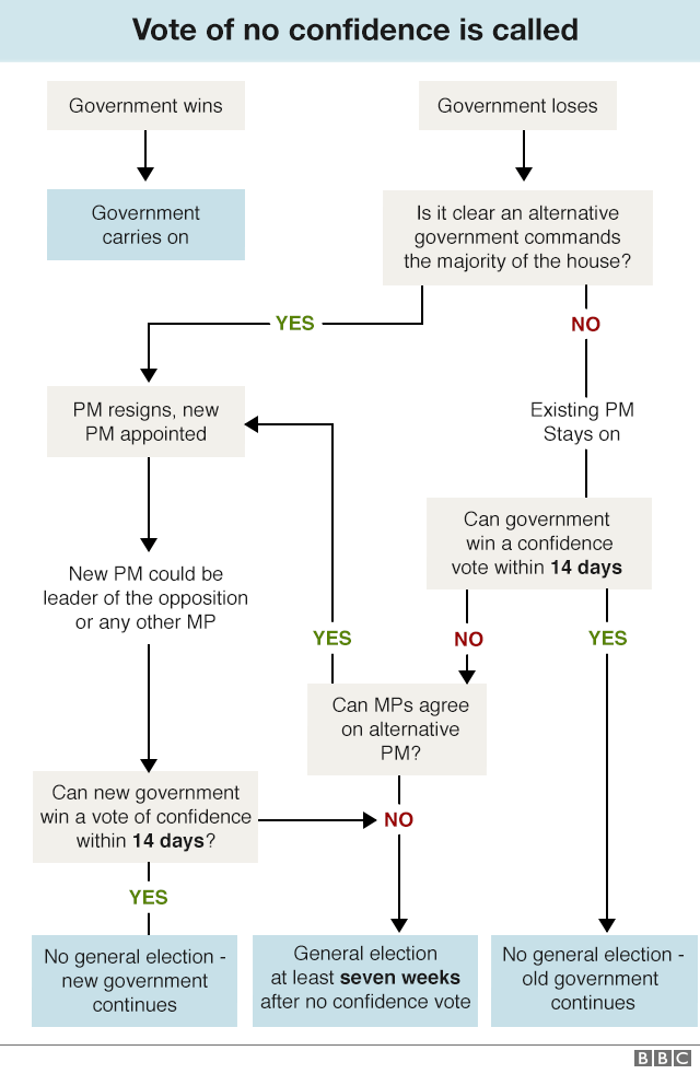 Flowchart explaining how a vote of no confidence could be called