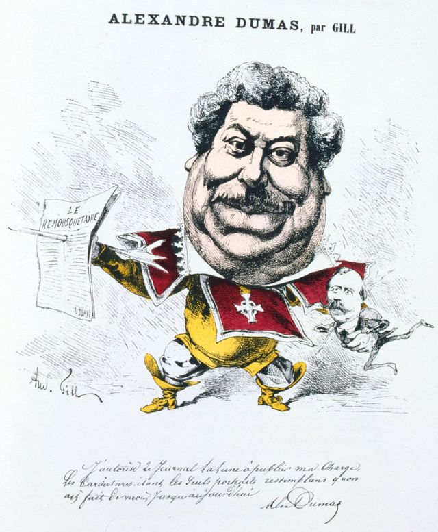 Caricatura de Alejandro Dumas