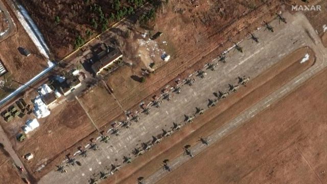 Satellite image of Luninets airfield, Belarus